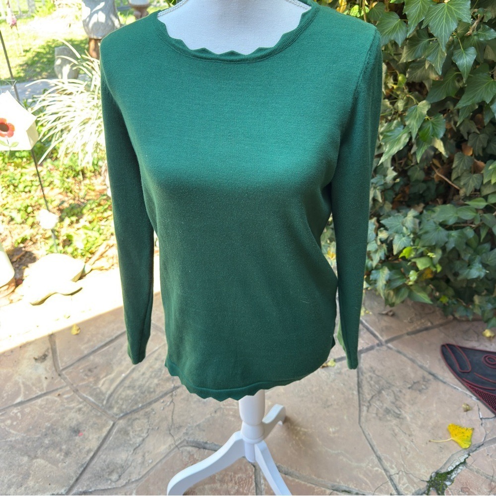Grace Karin Green Scalloped Neck Knit‎ Top